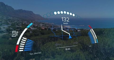 Innovative ar dashboard display on scenic coastal road