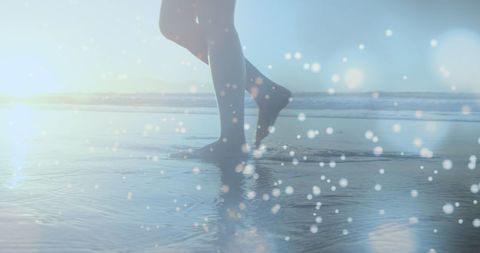 Dreamlike Silhouette Strolling on Tranquil Beach - Download Free Stock Images Pikwizard.com
