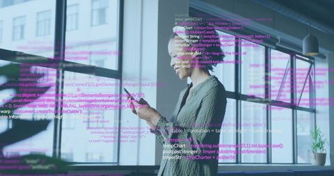 Digital Interface Over Biracial Woman Using Smartphone - Download Free Stock Images Pikwizard.com