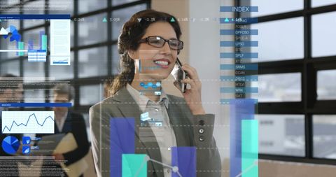 Businesswoman Analyzing Holographic Financial Data Charts - Download Free Stock Images Pikwizard.com
