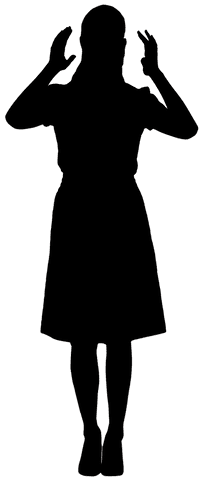 Silhouette of Raising Hands Woman on Transparent Background