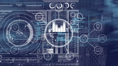 Futuristic Data Interface Over Cityscape Atmospheric Graphic