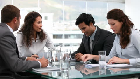 Diverse Team Discussing in Modern Office Meeting