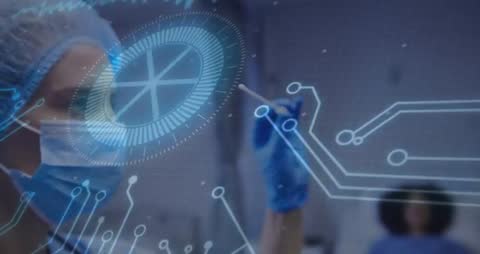 Medical Professional Operating Holographic Interface with Swab