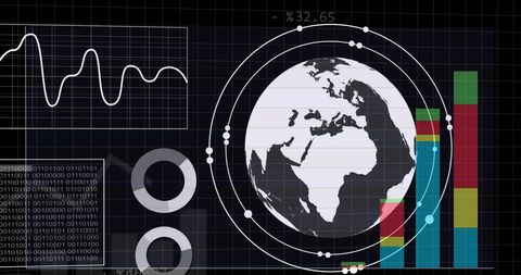 Global Business Analytics Tech with Digital Earth and Graphs - Download Free Stock Images Pikwizard.com
