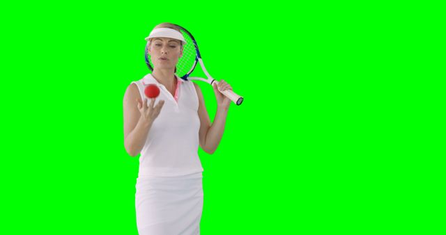 Female Tennis Player Tossing Ball with Green Screen Background - Download Free Stock Images Pikwizard.com