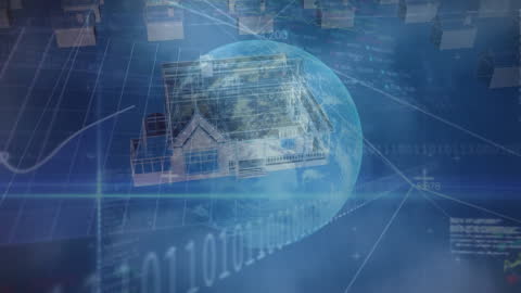 Futuristic Globe with Binary and Data Visualization Overlay