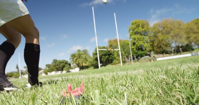 Rugby Player Kicking Ball Towards Goalposts - Download Free Stock Images Pikwizard.com