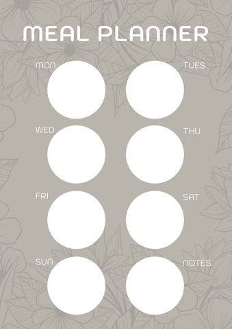 Weekly Meal Planner Template with Floral Design - Download Free Stock Templates Pikwizard.com