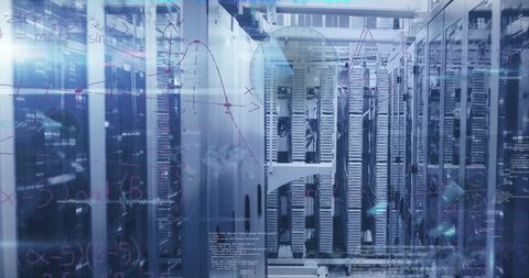 Network Servers in Modern Data Center with Overlaid Graphs - Download Free Stock Images Pikwizard.com