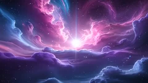 Vivid Cosmic Nebula with Radiant Starburst in Celestial Space