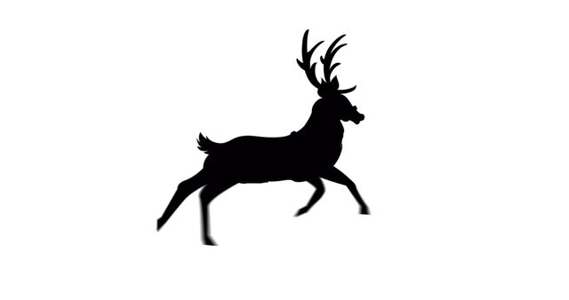 Running Reindeer Silhouette Isolated on White - Download Free Stock Images Pikwizard.com