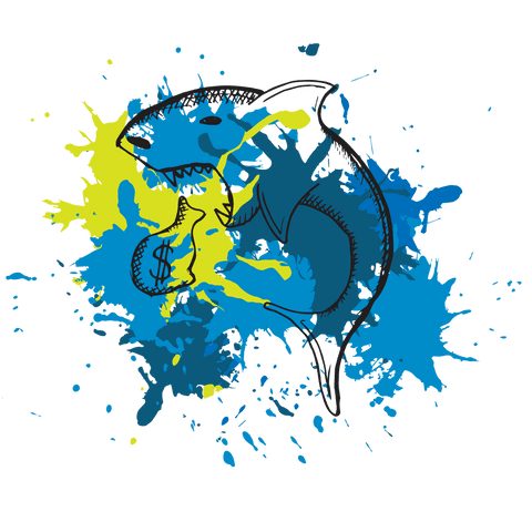 Vibrant Shark Illustration with Blue Yellow Paint Splash on Transparent Background - Download Free Stock Videos Pikwizard.com