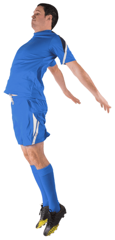 transparent football player in blue uniform jumping mid-air - Download Free Stock Videos Pikwizard.com