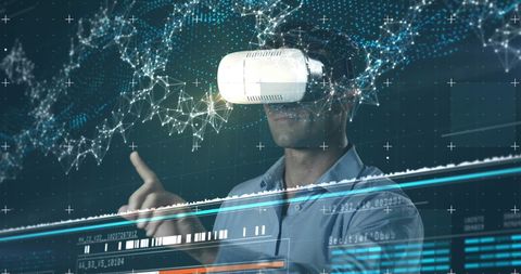 Man Exploring Futuristic Data with VR Technology - Download Free Stock Images Pikwizard.com