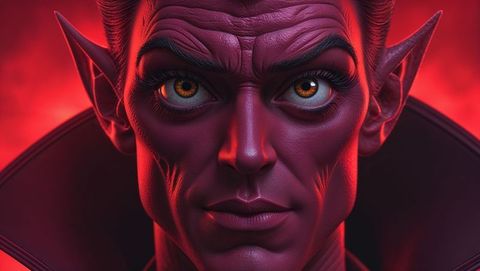 Mystical lucifer with radioactive appearance and fiery aura