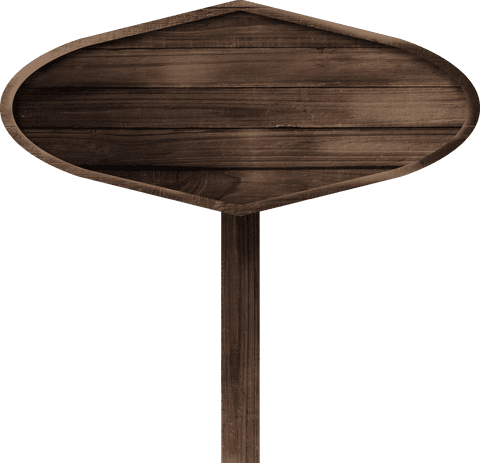 Blank wooden sign with stand on transparent background