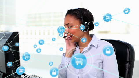 Customer Service Representative Using Technology for Business Solutions