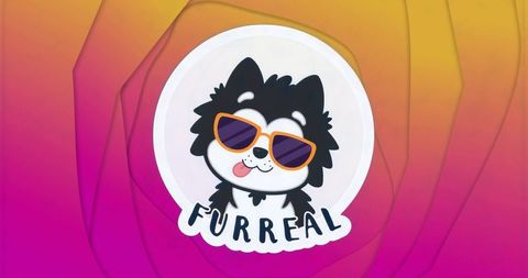 Playful Dog with Sunglasses in Vibrant Sticker Design