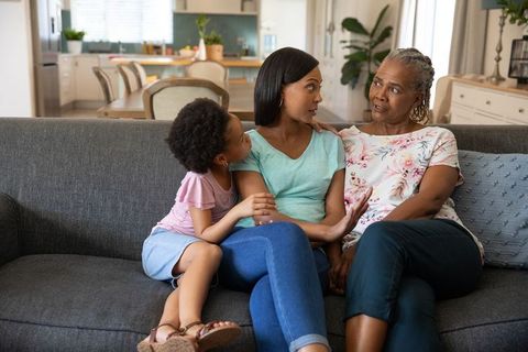Multigenerational African American Family Connecting at Home