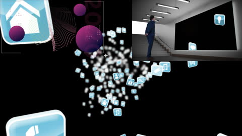 Businessman Engaging with Vintage Digital Interface