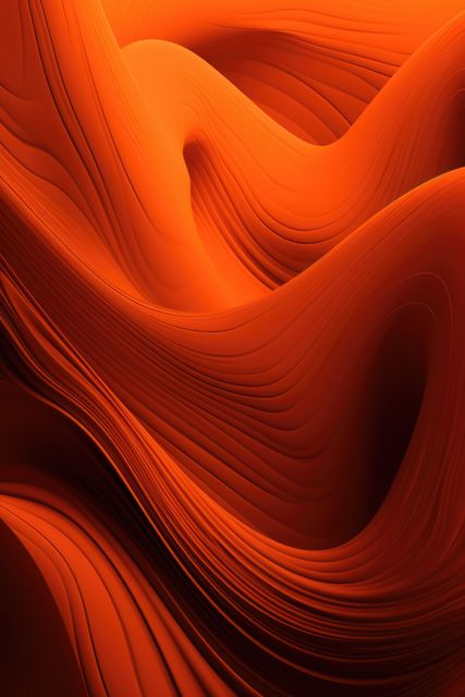 Abstract orange wavy lines and curves background, created using generative ai technology. Abstract, colour and shape concept digitally generated image.