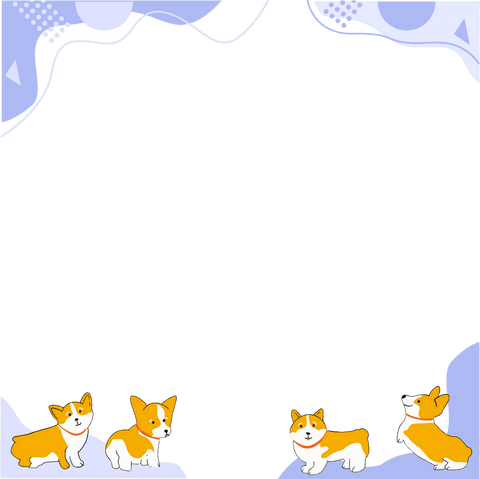 Transparent Background with Cute Cartoon Corgi Frame