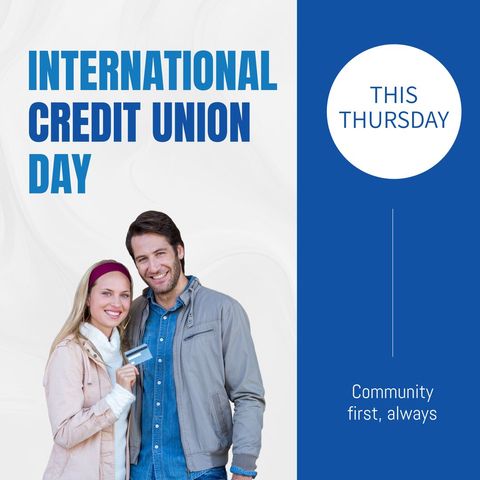 international credit union day advertising with happy couple - Download Free Stock Templates Pikwizard.com