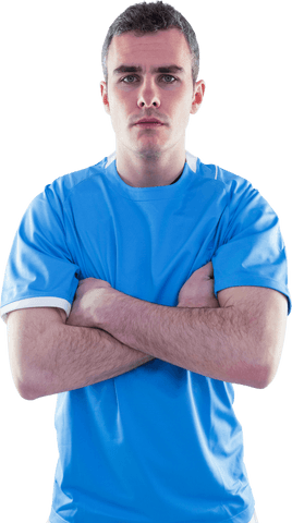 Serious Rugby Player Standing with Crossed Arms Transparent Background