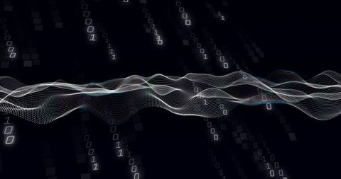 Dynamic Waves Overlaying Digital Binary Code - Download Free Stock Images Pikwizard.com