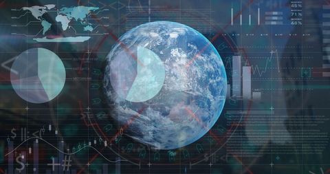 Global Analytics Visualization with Data Layers Surrounding Earth - Download Free Stock Images Pikwizard.com