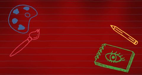 Creative School Theme Illustrations on Red Background - Download Free Stock Images Pikwizard.com