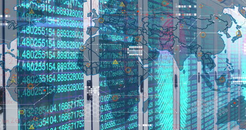 Global Data Processing on Earth Map Background