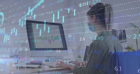 Masked Professional Analyzing Data on Computer with Chart Overlays - Download Free Stock Images Pikwizard.com