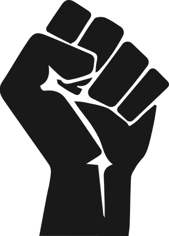 Clenched fist representing solidarity on transparent background