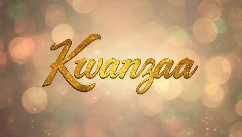 Golden Kwanzaa Script Typography on Warm Bokeh Background for Holiday Greeting Card