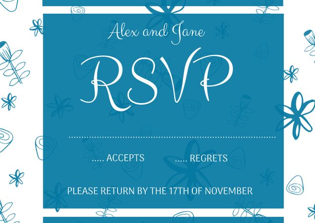 Elegant Blue RSVP Card Template for Weddings and Formal Events - Download Free Stock Templates Pikwizard.com