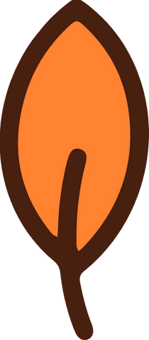 Minimalist orange leaf illustration on transparent background