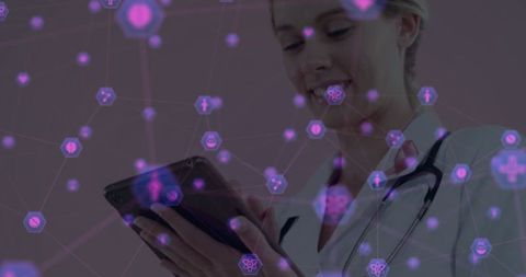 Healthcare Professional Interactive with Digital Medical Interface