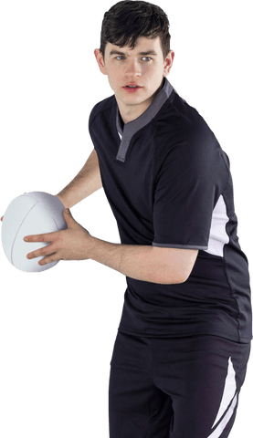 Transparent Action Shot of Young Rugby Player with Ball