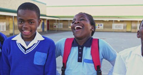 Joyful Schoolboys Laughing Together Outdoors - Download Free Stock Images Pikwizard.com