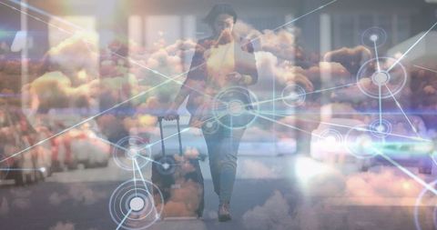 Businesswoman Connected in Dynamic Digital Networking Concept