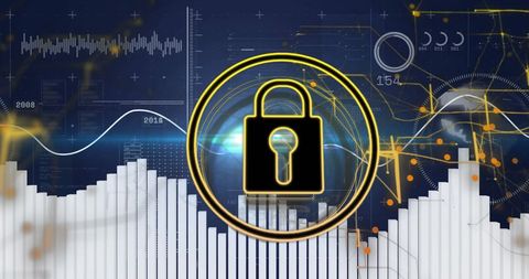 Lock Symbol Overlay on Financial Charts Indicating Data Security - Download Free Stock Images Pikwizard.com