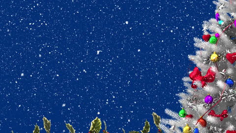 Christmas Tree with Colorful Decorations and Falling Snow
