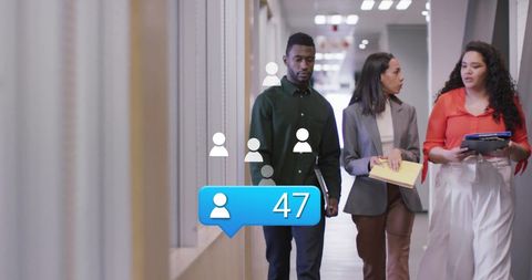 Business Professionals Engaged in Social Media Interaction