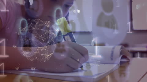 Young Female Student Engaging with Digital Learning in Classroom