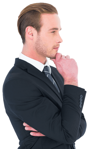 Transparent Profile of Thoughtful Businessman
