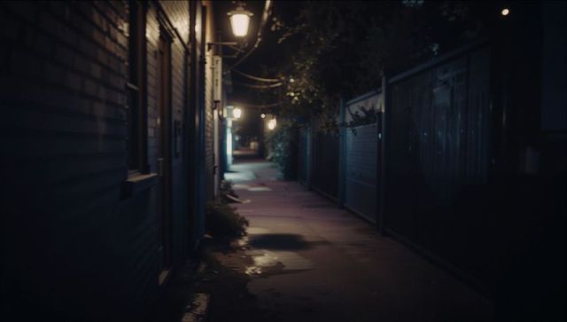 Atmospheric Nocturnal Alleyway with Rustic Charm