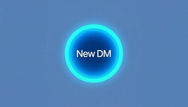 Glowing neon dm notification ring on muted blue background for ui and messaging