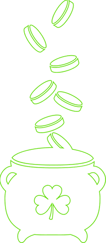neon green shamrock cauldron with falling coins on transparent background - Download Free Stock Videos Pikwizard.com